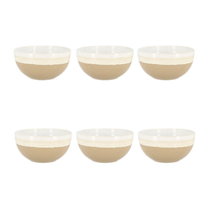 Lot de 6 bols beiges en grès 57cl RIGA