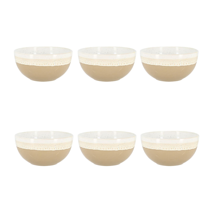 Lot de 6 bols beiges en grès 57cl RIGA