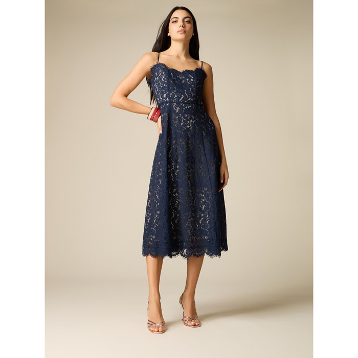 Oltre - Vestido midi de encaje - Azul