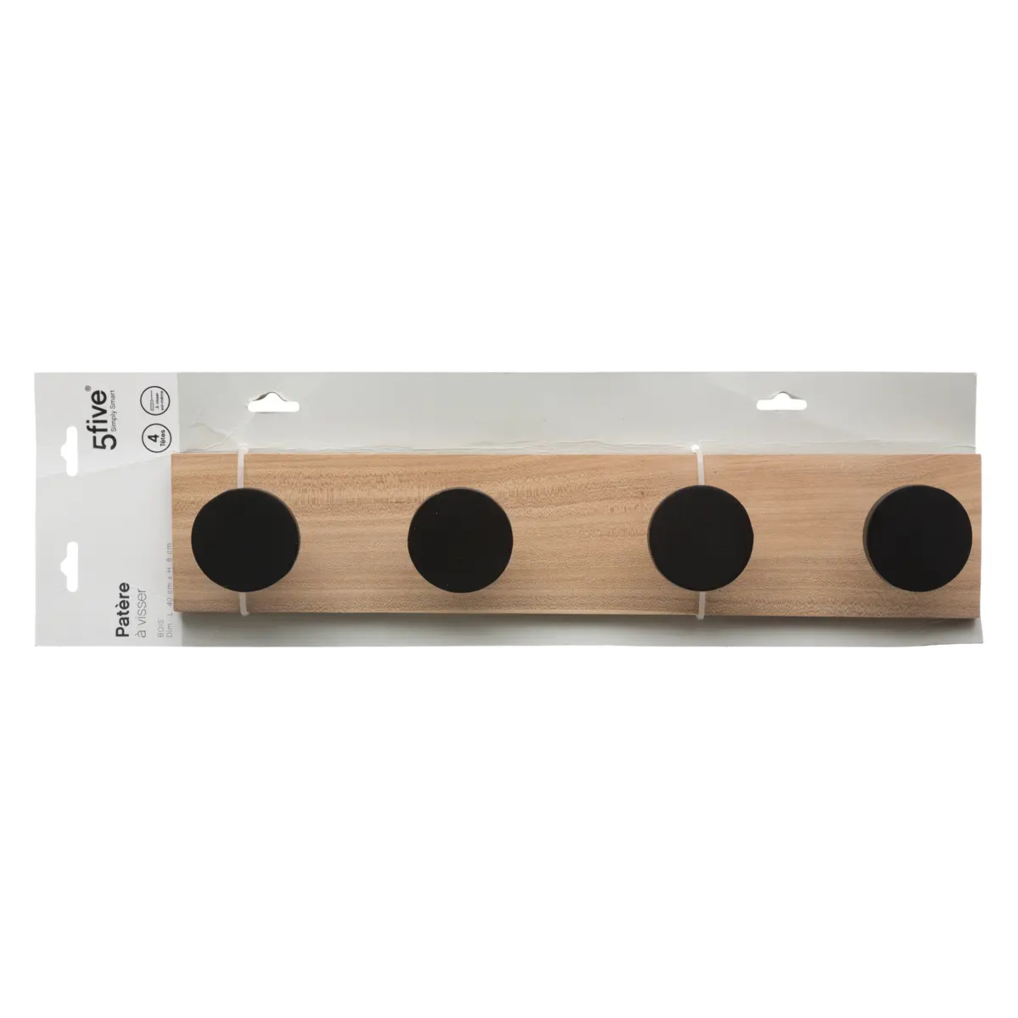 Patère 4 têtes pin noir