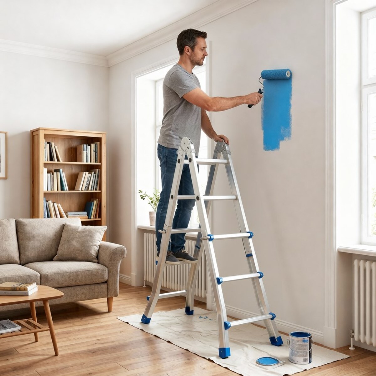 Scala multiuso pieghevole 4x3 in alluminio galvanizzato