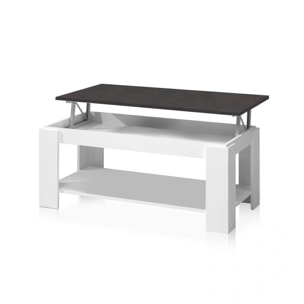 Mesa de centro elevable con almacenaje en blanco mate y óxido 102x43-54 cm Lya Blanco Artik (Blanco Mate) - Óxido