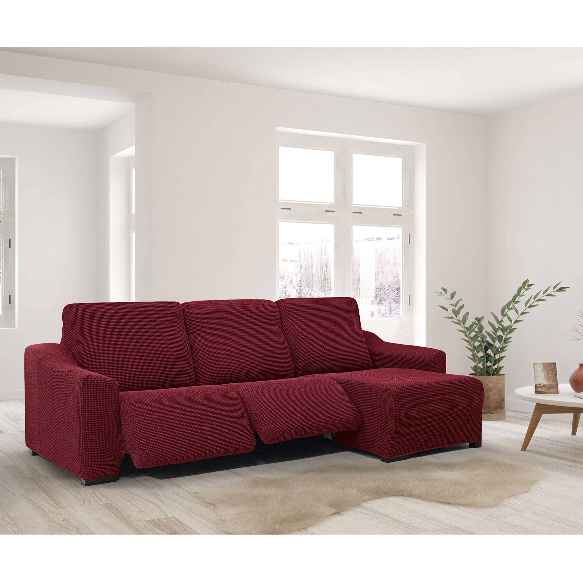 Funda para Chaise Longue derecha (visto de frente ) brazo largo SÚPER ELÁSTICA con RELAX modelo HELENA
