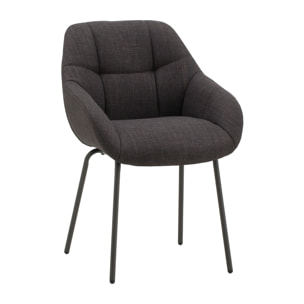 Set di 2 poltroncine SMICHOV in tessuto grigio scuro e gambe in metallo nero, con braccioli