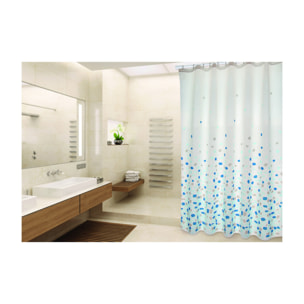 Rideau de douche Polyester BREST 180x200cm QUALITE PREMIUM Bleu - Anneaux inclus MSV