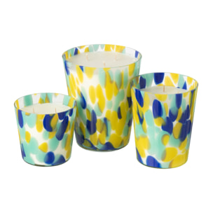 J-Line bougie parfumée Noa - bleu/jaune - large - 95H