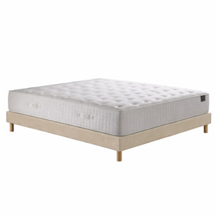 Ensemble matelas mousse haute résilience CALLISTO, H29 cm, accueil mémoire de forme, sommier beige