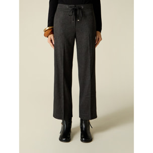 Oltre - Pantaloni cropped in flanella con coulisse - Grigio