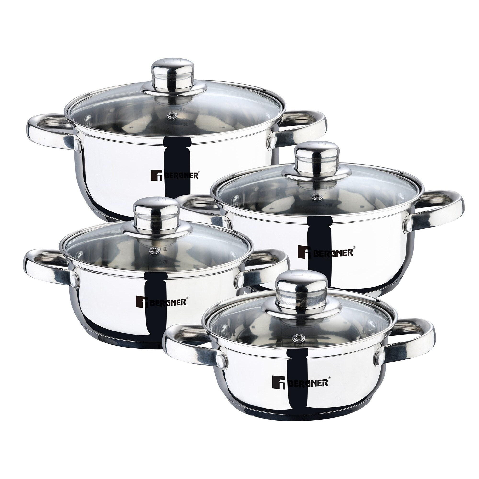 Batería de Cocina de 8 piezas en acero inoxidable Viena Bergner