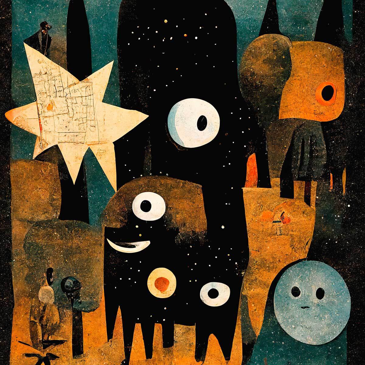 Affiche enfant la nuit des jeunes monstres  Affiche sous cadre bois