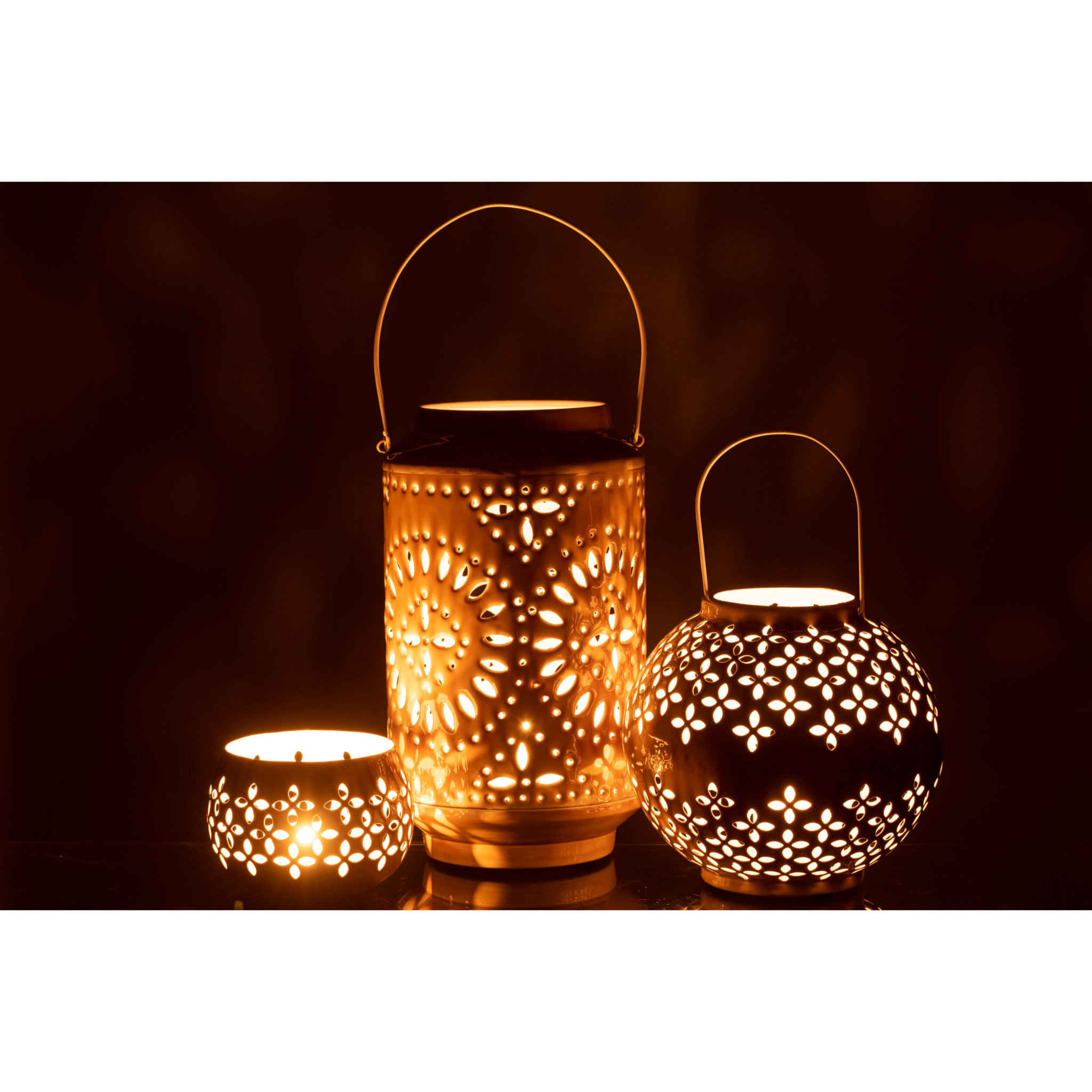J-Line lanterne Haute Perforé - fer - ocre