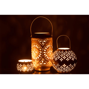 J-Line lanterne Haute Perforé - fer - ocre