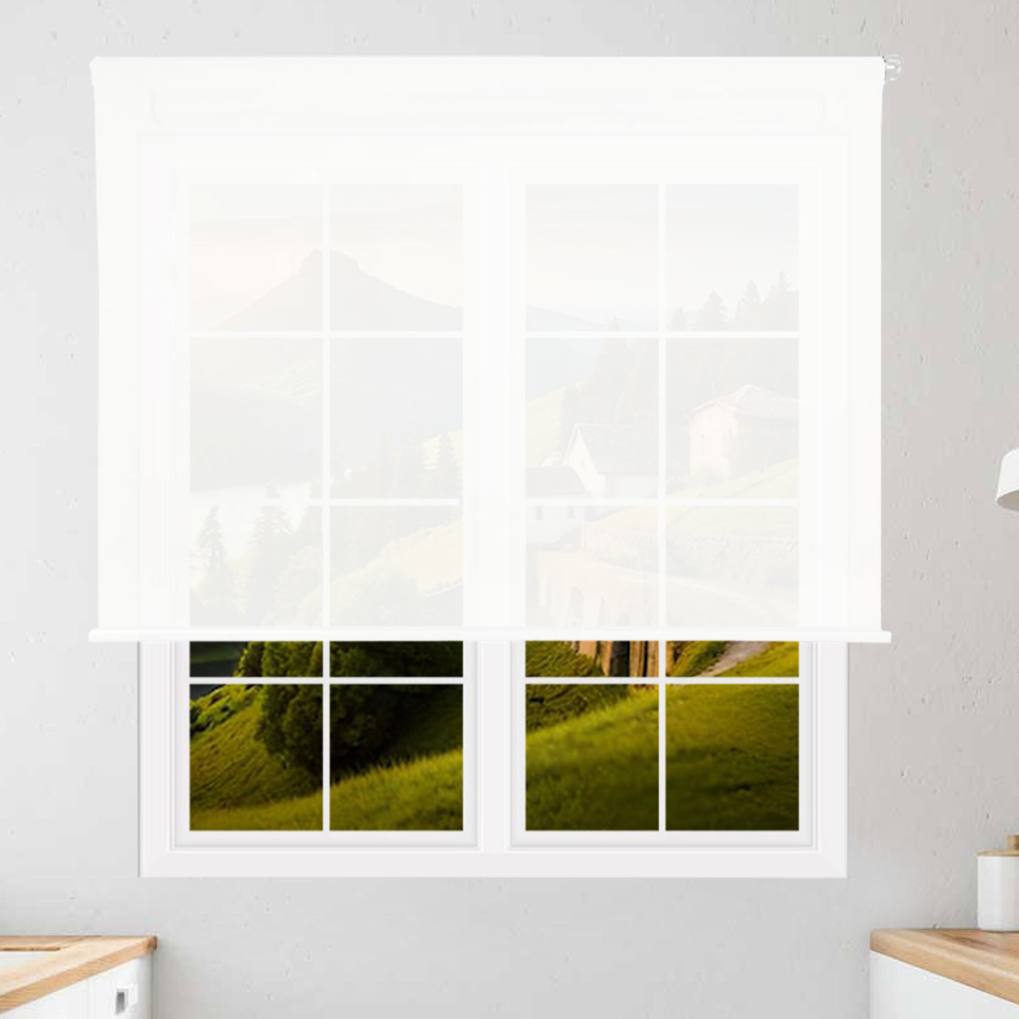 Well home estor enrollable translúcido liso - blanco, 180 x 110cm (ancho x largo)/tamaño de la tela 177 x 105cm