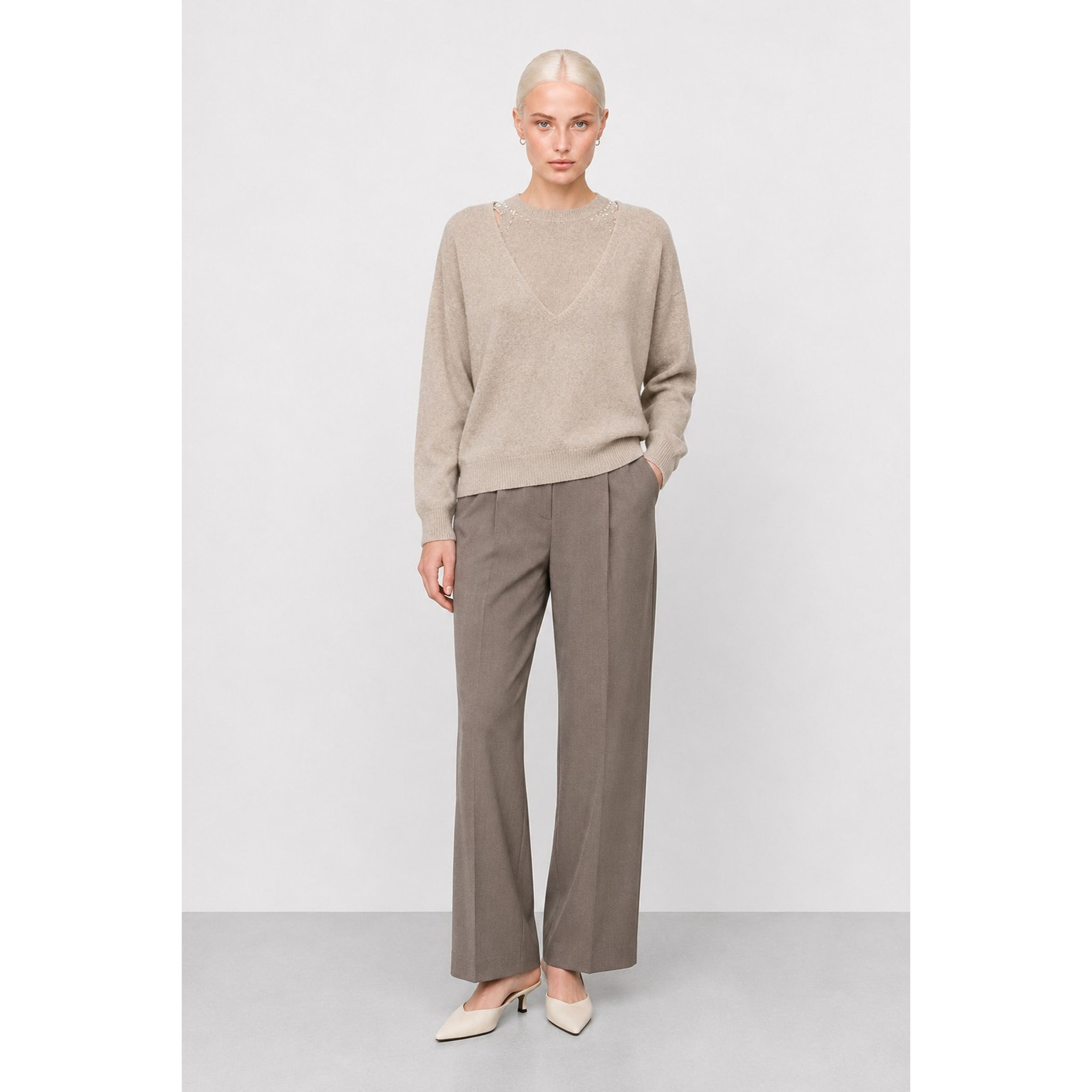 Kocca - Maglia a maniche lunghe in misto lana con scollo a v Donna