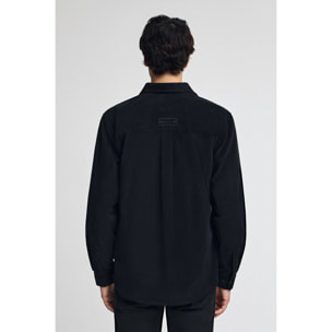 Camicia blu marino in velluto a coste con collo francese e logo Polo Club