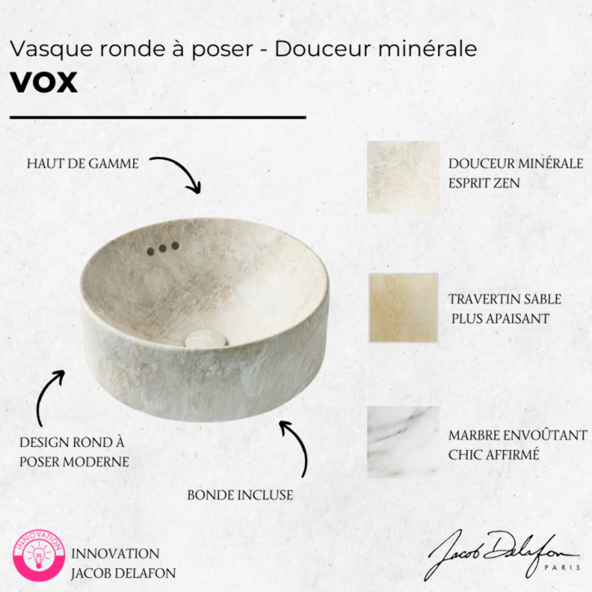 Vasque ronde à poser Vox douceur minérale
