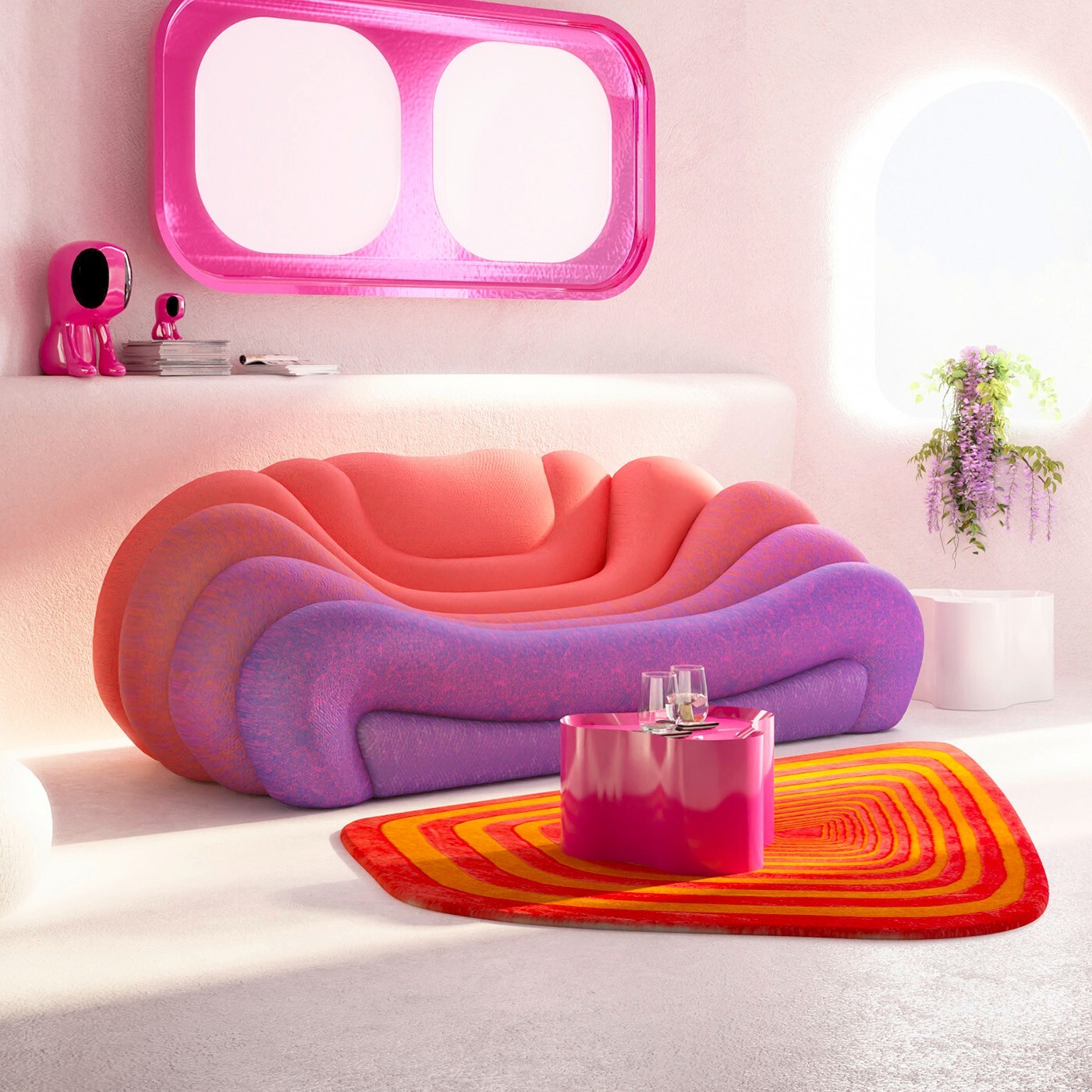 Table basse Lotus 30cm rose Kare Design