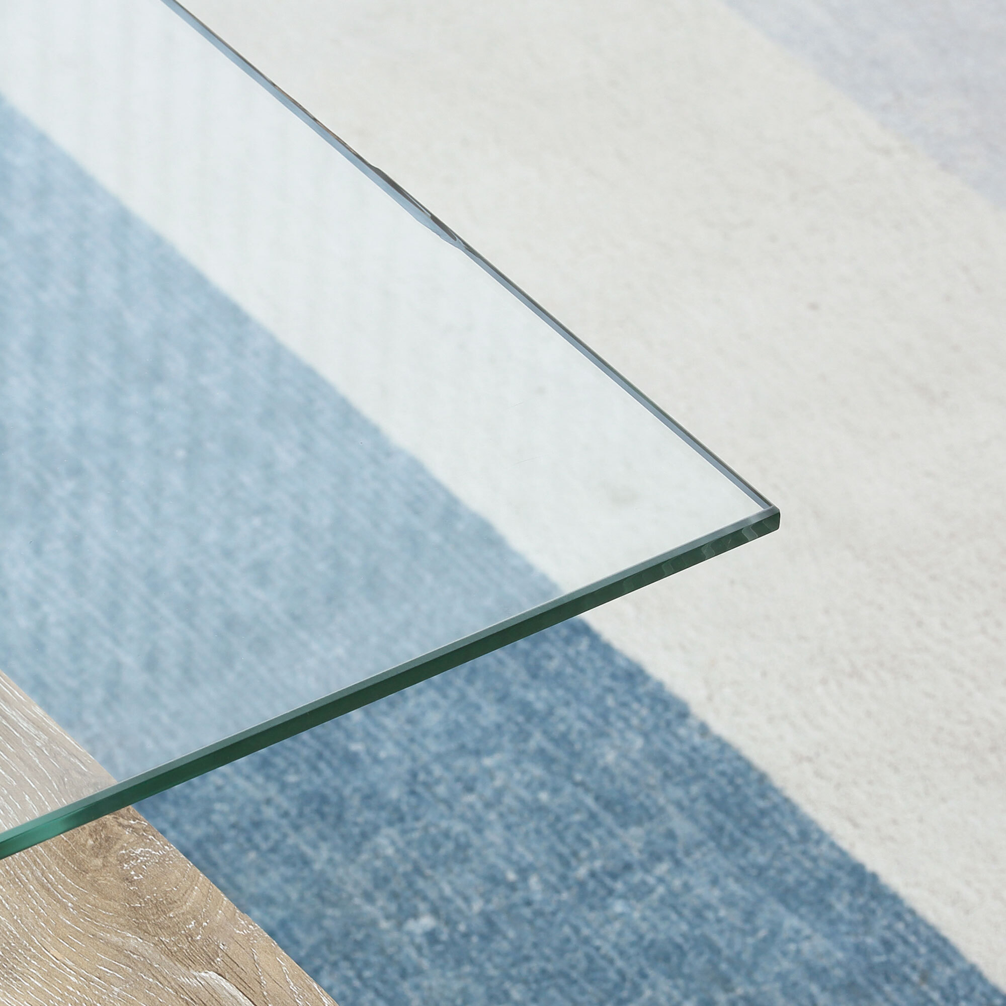 Mesa de Centro Rectangular con 2 Estantes de Vidrio Templado 90x50x42 cm Natural