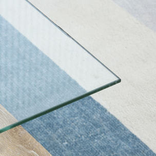 Mesa de Centro Rectangular con 2 Estantes de Vidrio Templado 90x50x42 cm Natural