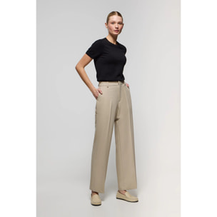 Pantalón ancho de vestir beige con detalles Polo Club