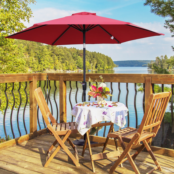 Sombrilla Reclinable de Aluminio Poliéster 2,7x2,35m Rojo