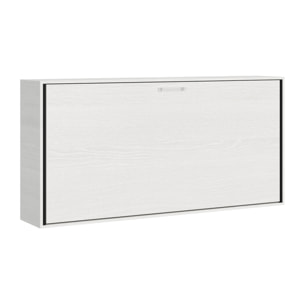 Armoire Lit escamotable horizontal 1 place 85 KANDO Frêne Blanc avec matelas