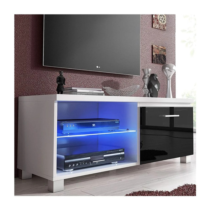 Mueble TV LED Blanco - Negro