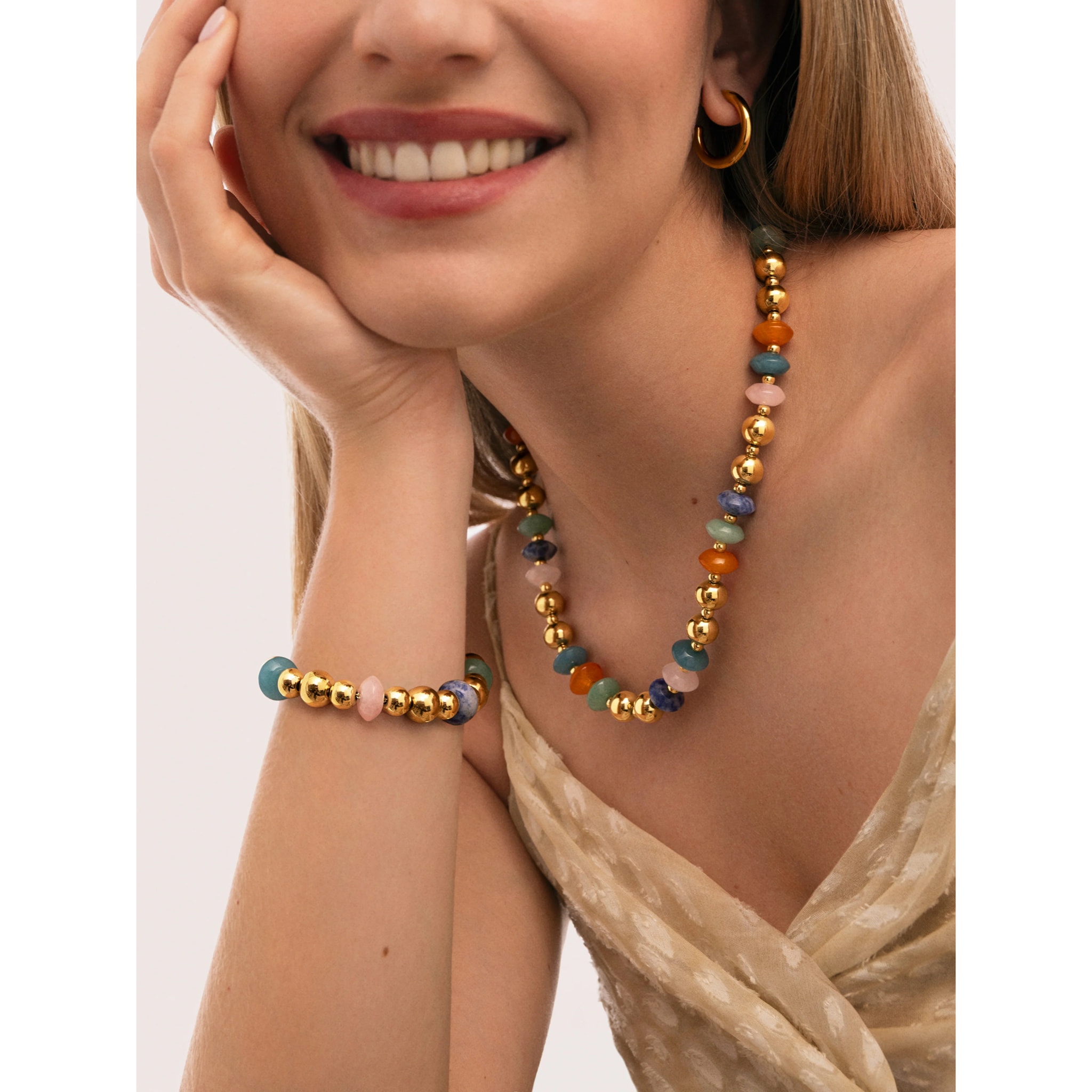 Pack Regalo Collar y Pulsera Bomb Acero Baño Oro