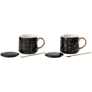 J-Line tasse Amelie - porcelaine - noir - boîte de 2