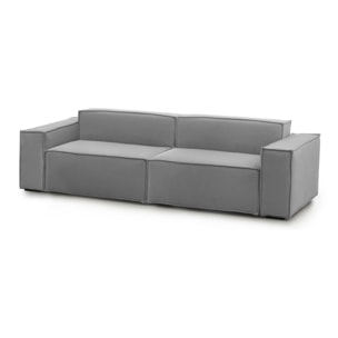 Divano fisso Simona, Divano componibile a 3 posti lineare, 100% Made in Italy, Sofà moderno da soggiorno in tessuto, Cm 260x95h70, Grigio