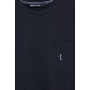 Camiseta azul marino de manga corta con bolsillo y bordado Rigby Best