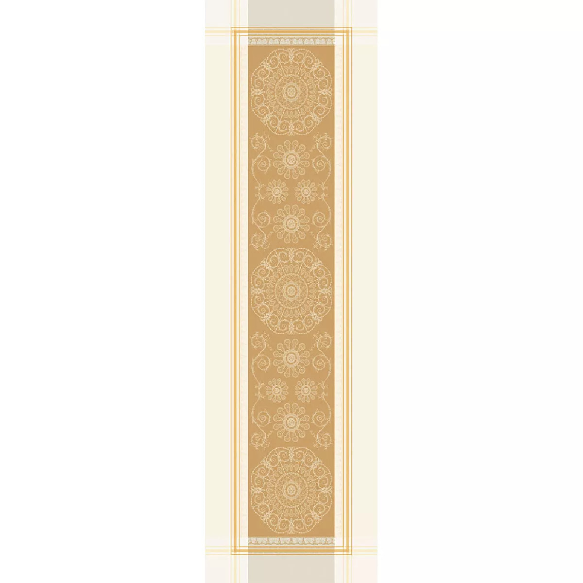 Chemin de table coton mélangé anti tache motif jacquard Galerie royale reflets d or