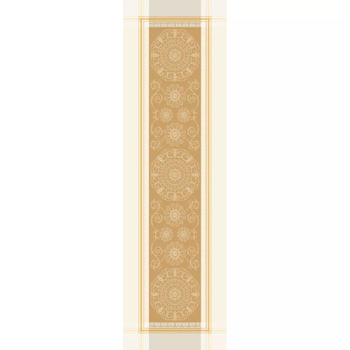 Chemin de table coton mélangé anti tache motif jacquard Galerie royale reflets d or