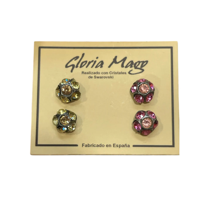Pack pendientes plata 10µ y cristal Sw surtido Rosa
