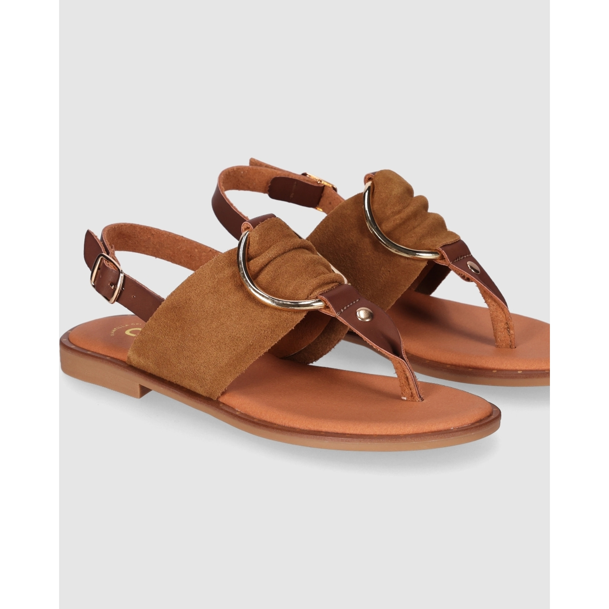 Sandalias de Serraje - Cuero - Tacón: Bajo