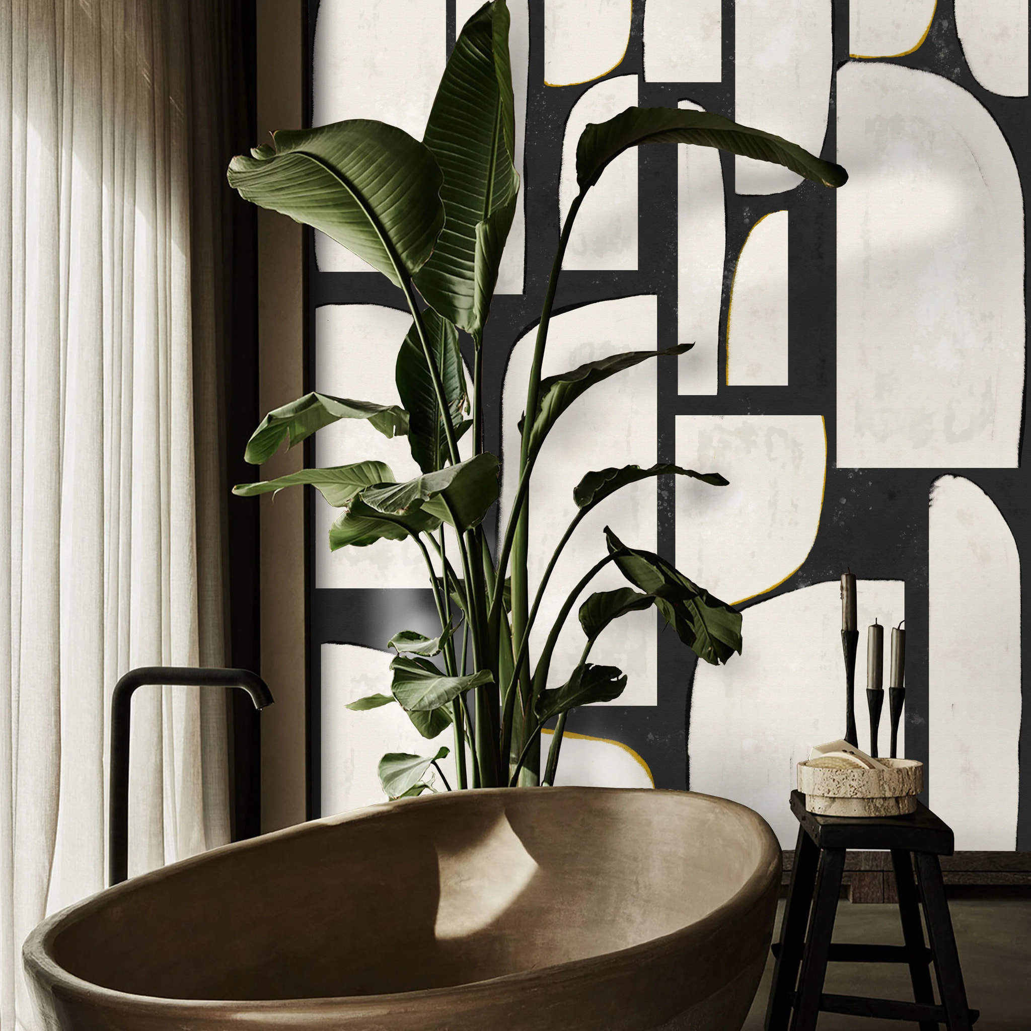 Carta da Parati Bianca e Nera