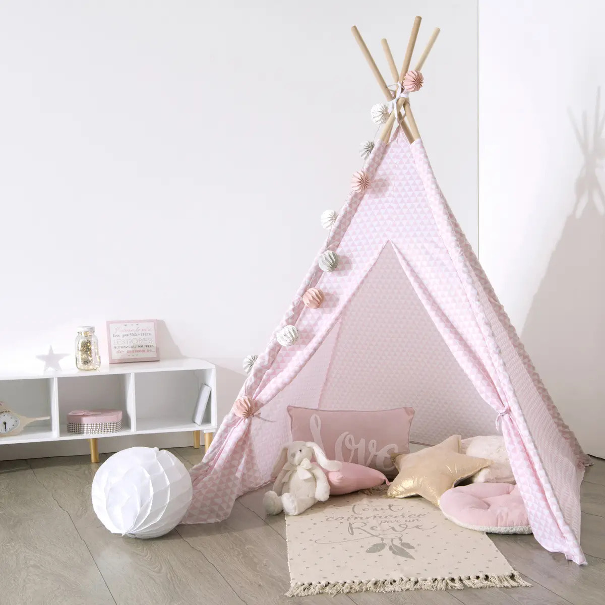 Tipi pour enfant 120x120x160cm rose