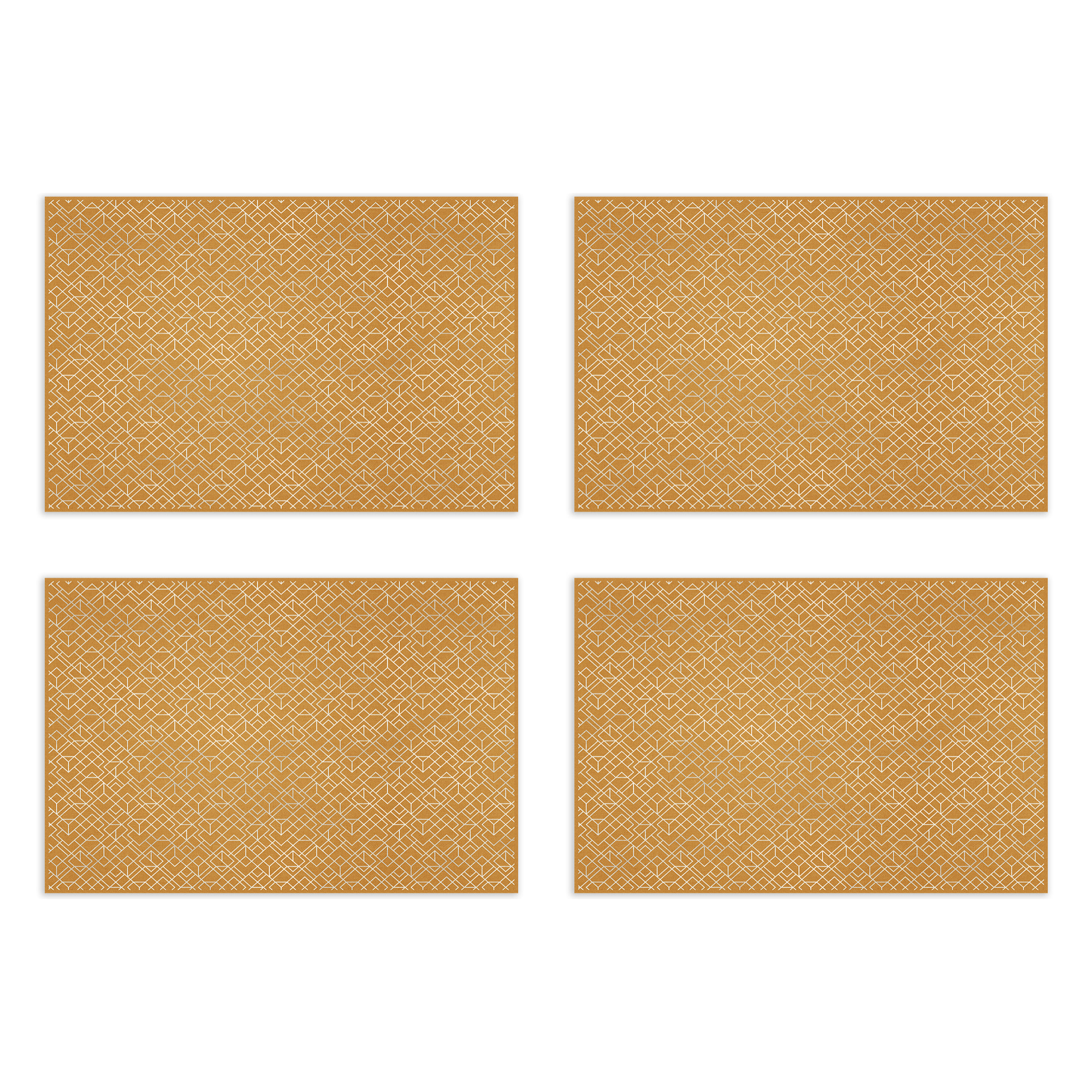 VINILIKO, set de 4 individuales de mesa Geometría 3d mostaza 4u-30x45 cm