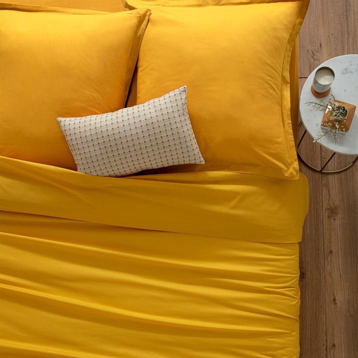 Drap-housse "Carina" coton jaune moutarde 160x200cm