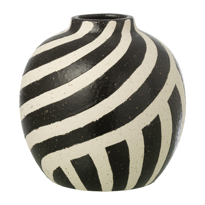 J-Line Vase Ligné - grès - blanc cassé/noir