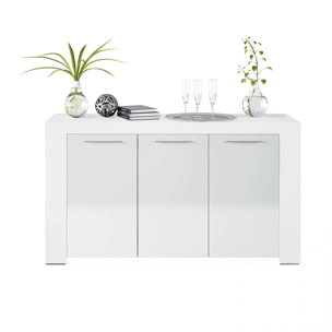 Aparador de 3 puertas con gran almacenamiento en blanco artik 144 cm Dara Blanco Artik (Blanco Mate)
