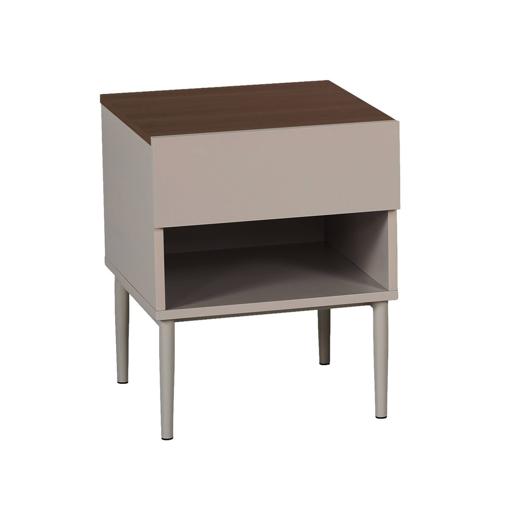 Table de chevet métal et décor bois 1 tiroir 1 niche  ASHTON