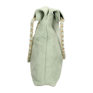 Borsa a spalla da donna Made in Italy - Modello Celeste Elite - Pelle scamosciata - 32.0 x 34.0 x 6.0 cm