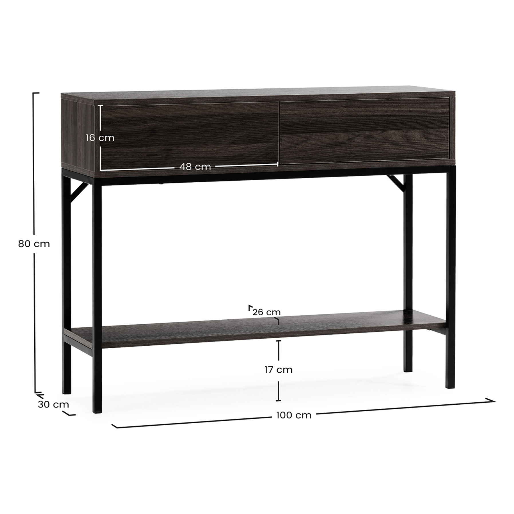 Mesa consola Auri 2 cajones efecto Nogal