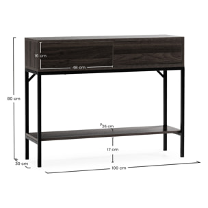 Mesa consola Auri 2 cajones efecto Nogal
