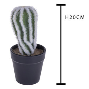 Cactus Con Vaso. Altezza 20 Cm - Pezzi 6 - 9,5X20X9,5cm - Colore: Bianco - Bianchi Dino - Piante Artificiali