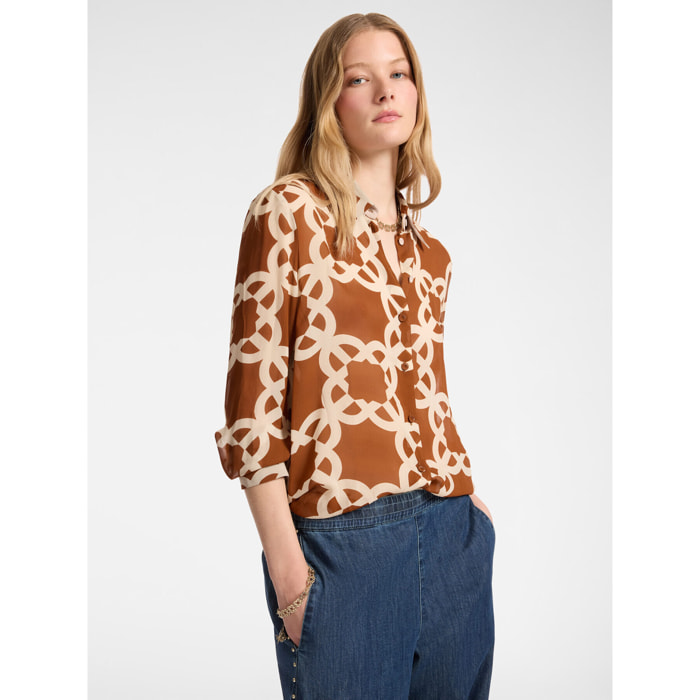 Elena Mirò - Camisa estampada - Marrón