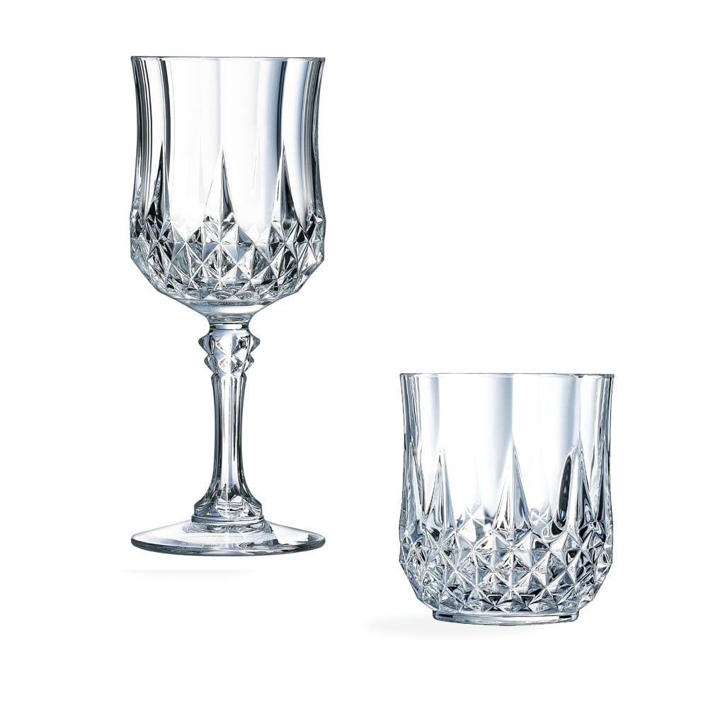 Ensemble 16 pièces, verres à pied et gobelets Longchamp - Cristal d'Arques