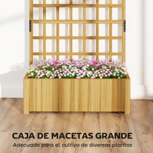 Jardinera con Enrejado de Madera, Jardinera Exterior Grande para Plantas Trepadoras, con Ofricios de Drenaje, Macetero Elevado para Jardín, Patio, Terraza, 90x30x180 cm, Natural