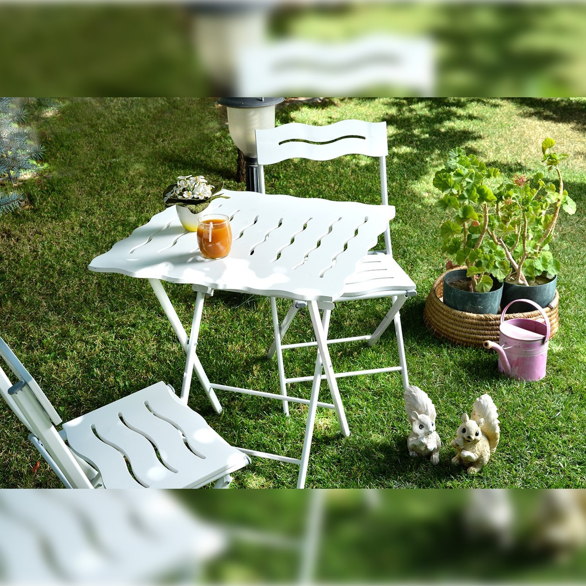 Set de mesa y sillas de jardín blanco